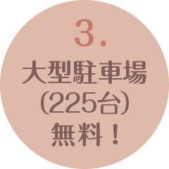 3.無料大型駐車場あります